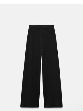 Zara Black Wide-Leg Textured Pants